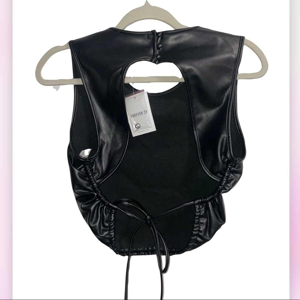 Faux leather cropped top